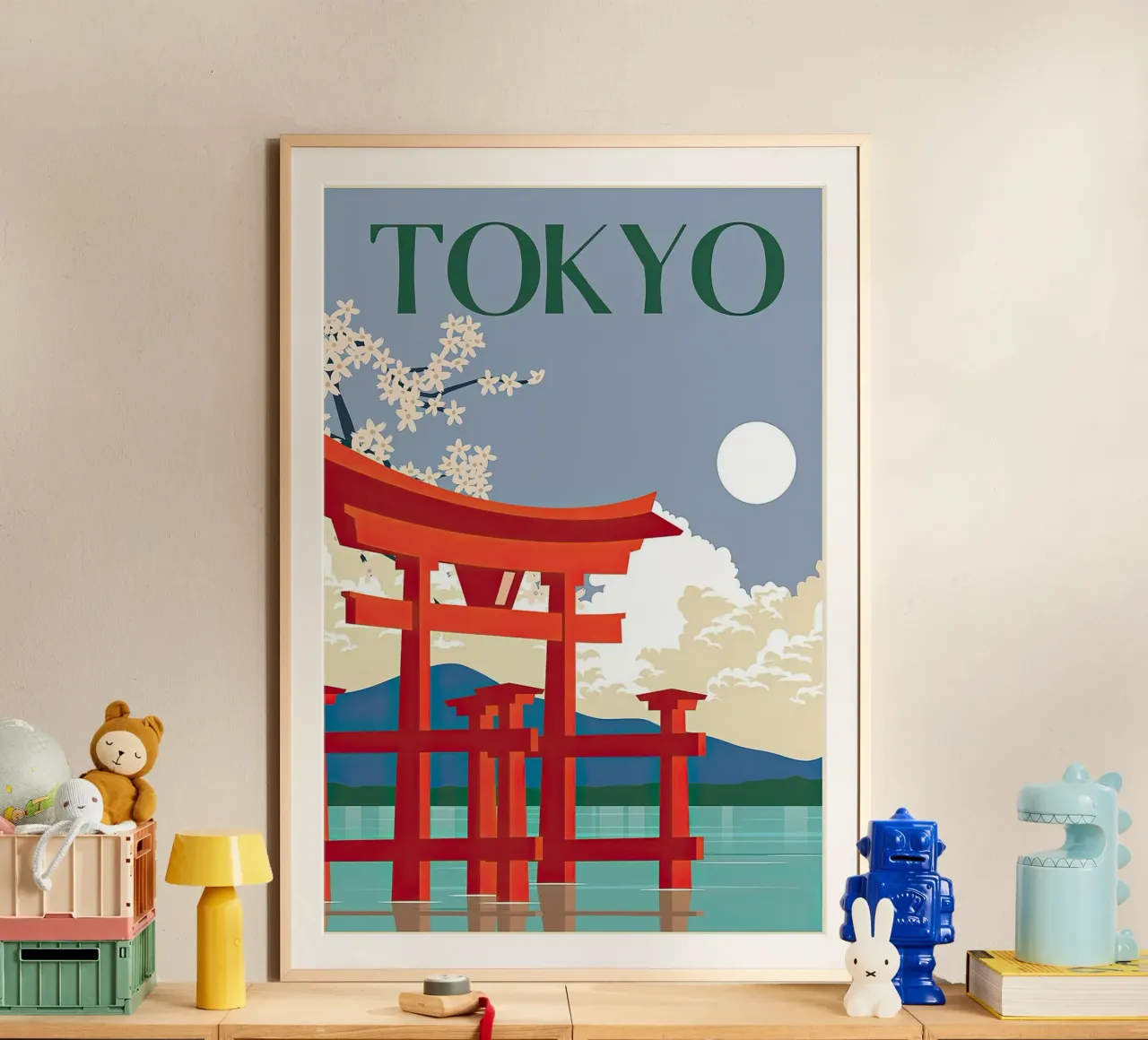 Viaggi - Tokyo Giappone poster con telaio in legno da busaw