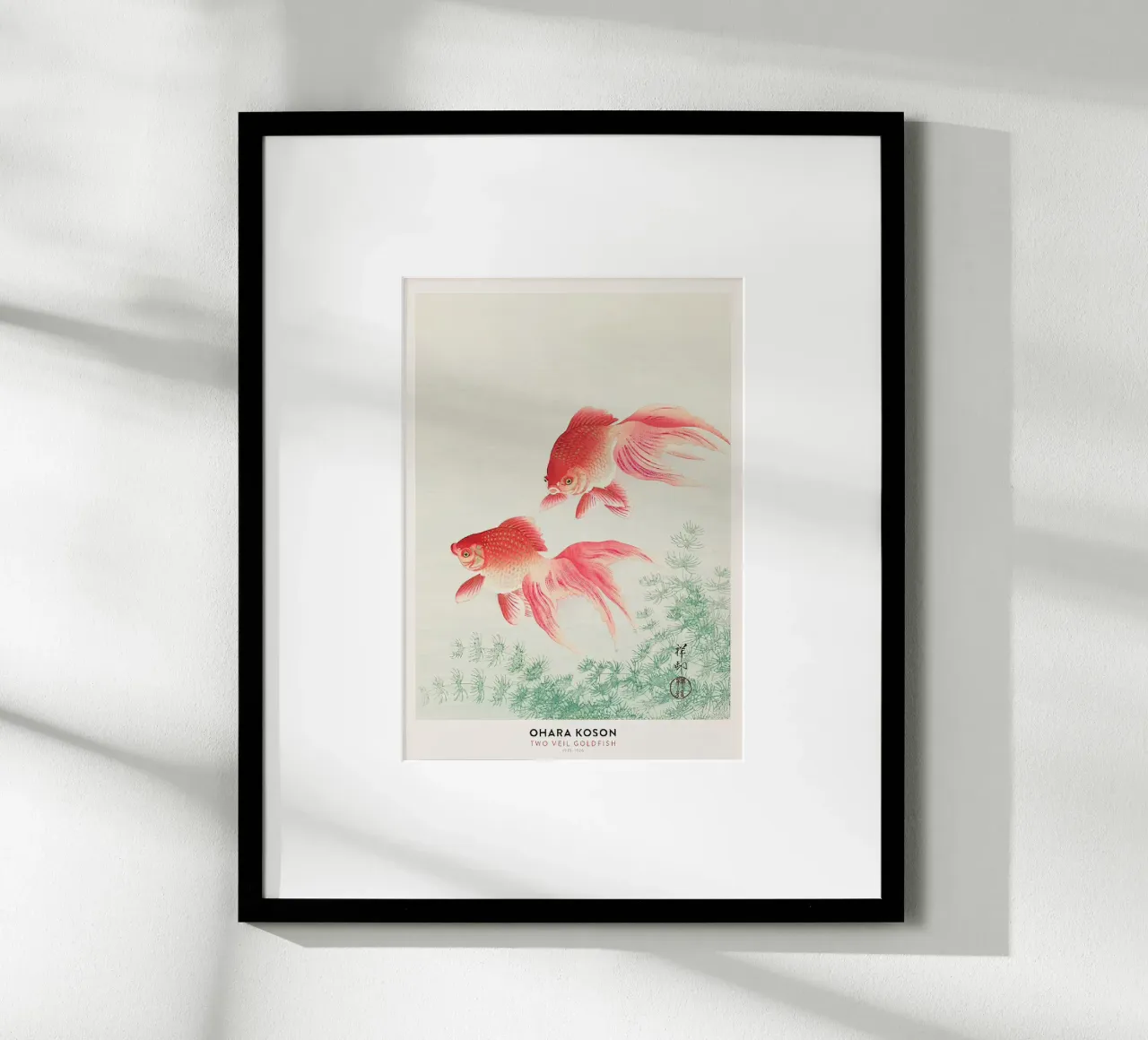 Poster del pesce rosso a due veli Ohara koson poster con telaio in legno da Alishasteel