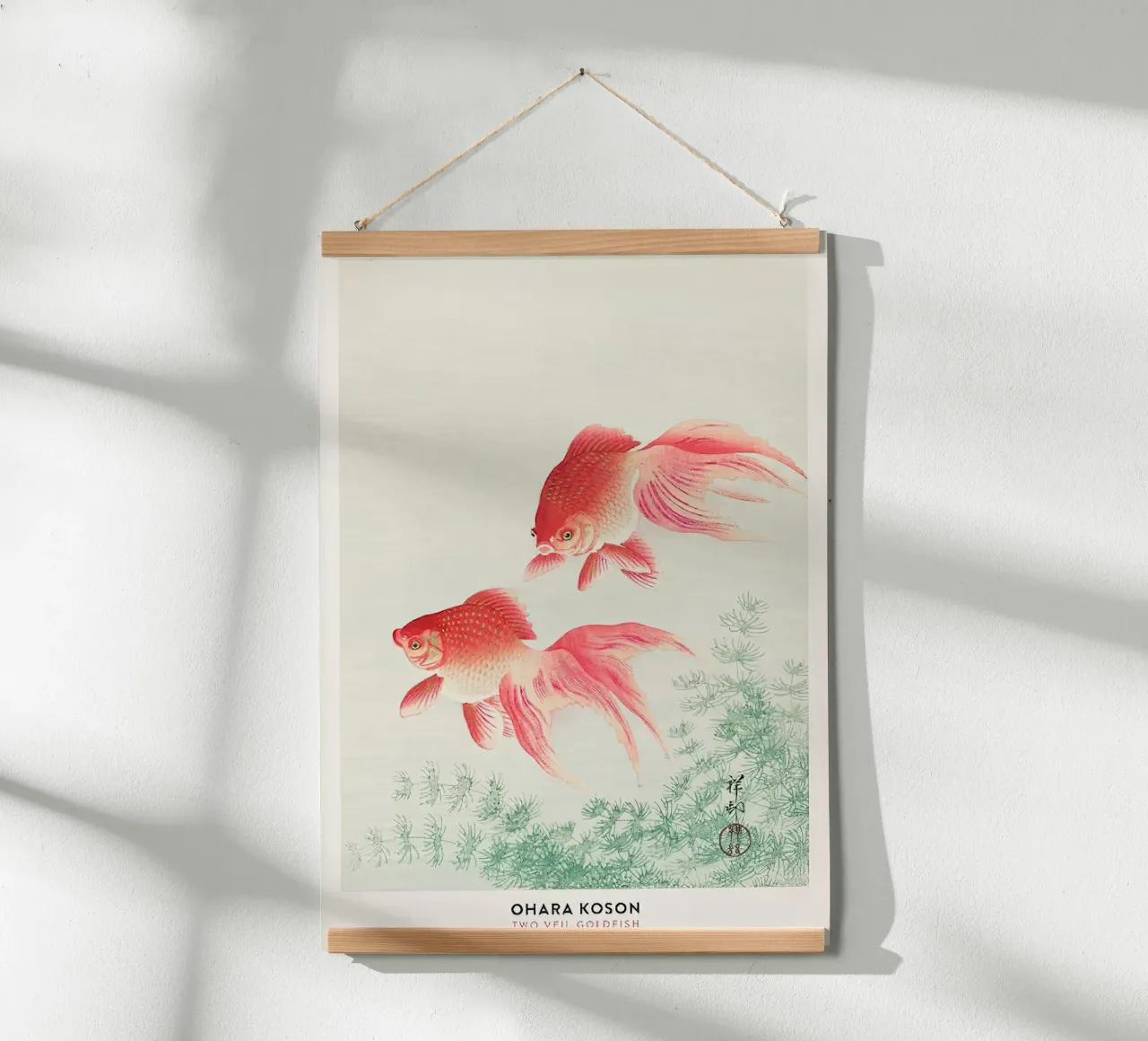 Poster del pesce rosso a due veli Ohara koson poster con telaio in legno da Alishasteel