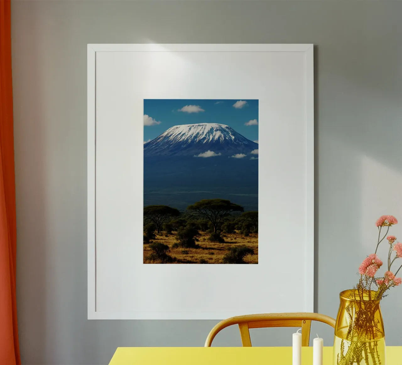 Monte Kilimanjaro Vista Fotografia naturalistica poster con telaio in alluminio da SerongSoulS