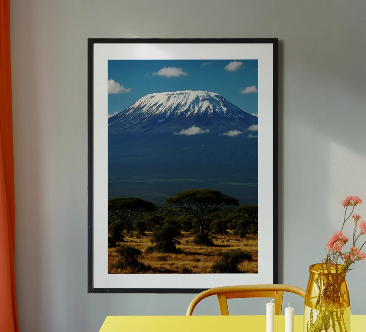Monte Kilimanjaro Vista Fotografia naturalistica poster con telaio in alluminio da SerongSoulS