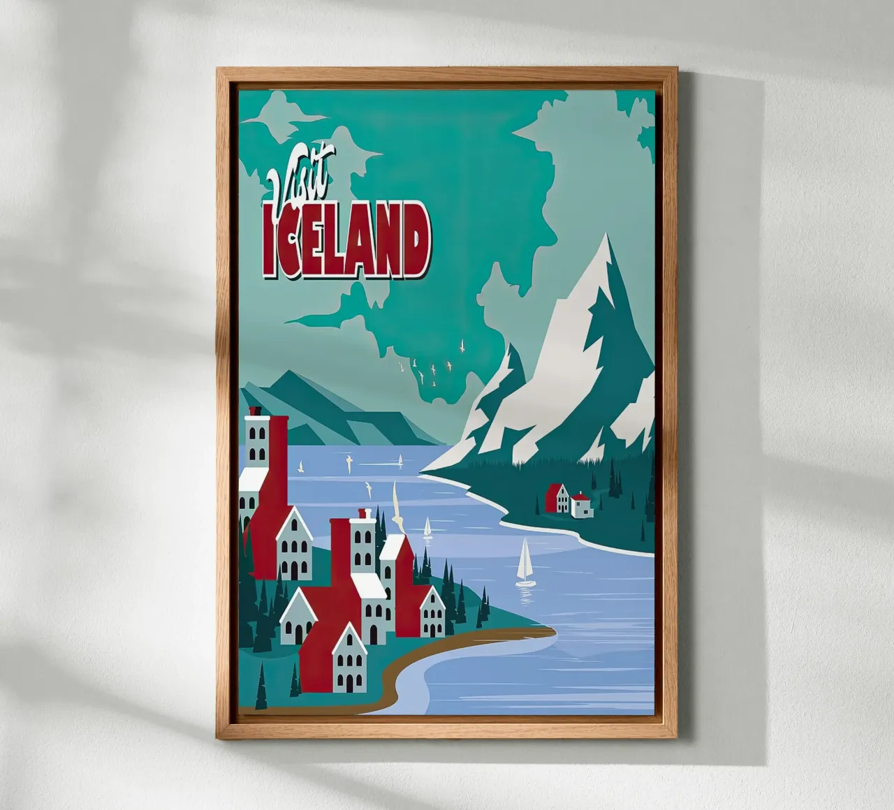 Reizen - Bezoek IJsland Mooi canvas met Baklijst van busaw