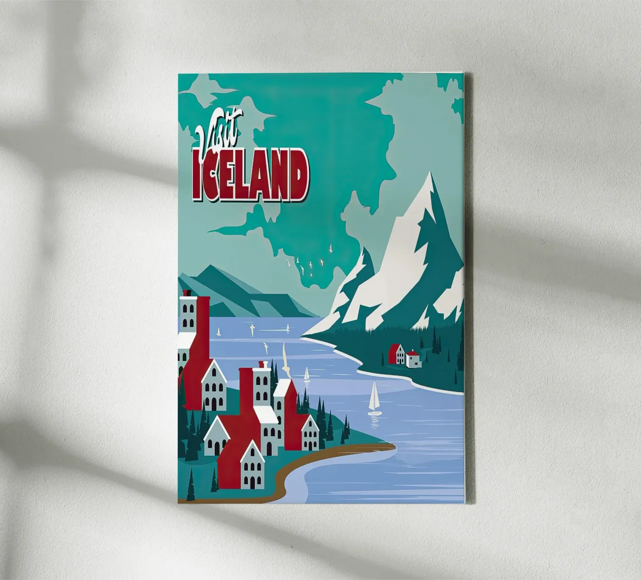 Reizen - Bezoek IJsland Mooi canvas met Baklijst van busaw