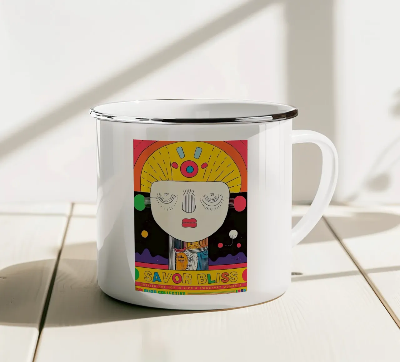 Volto astratto tazza in smalto da aaron Shop