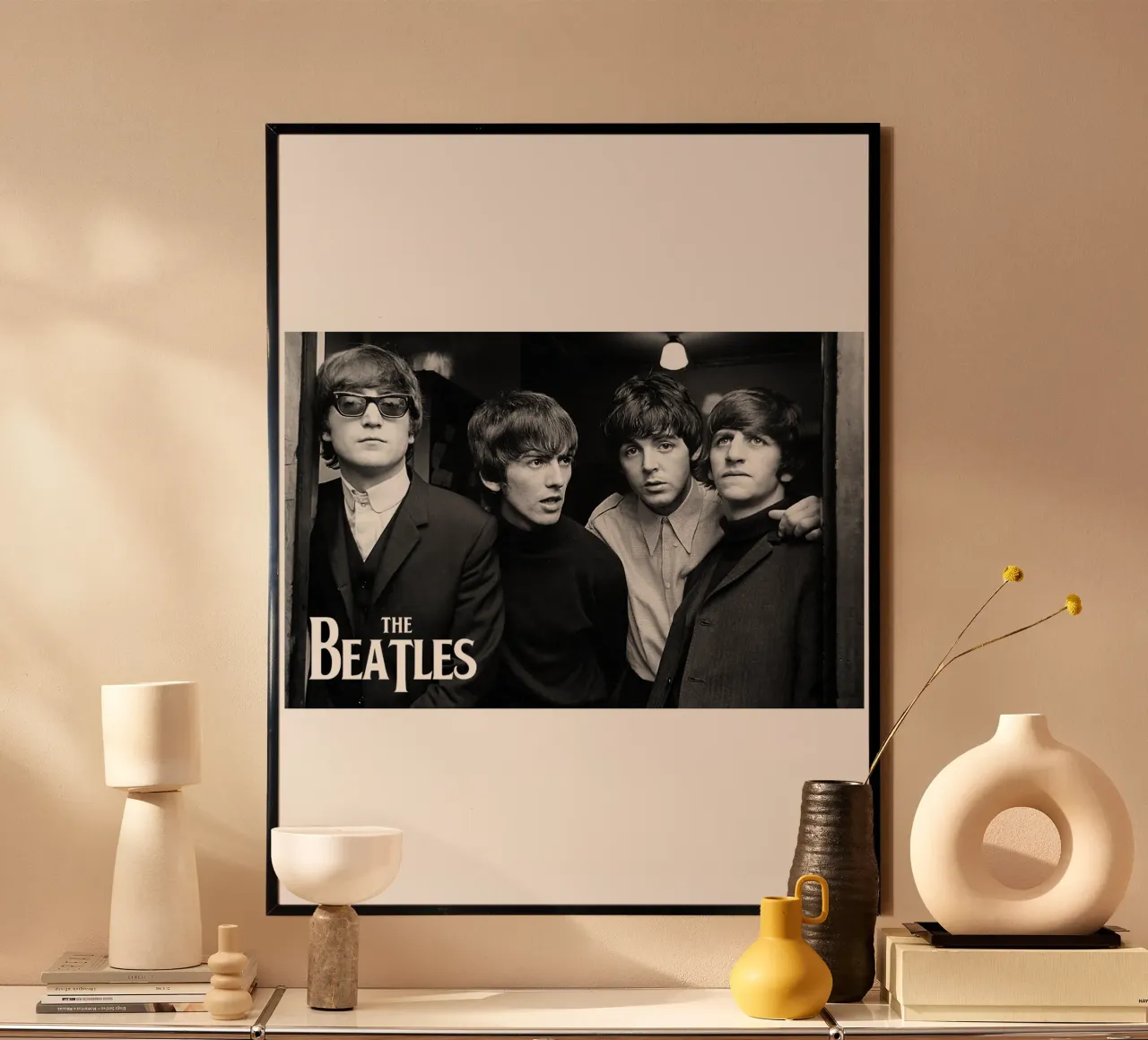 Stile ritratto della band delle leggende dei Beatles poster con telaio in alluminio da darsa