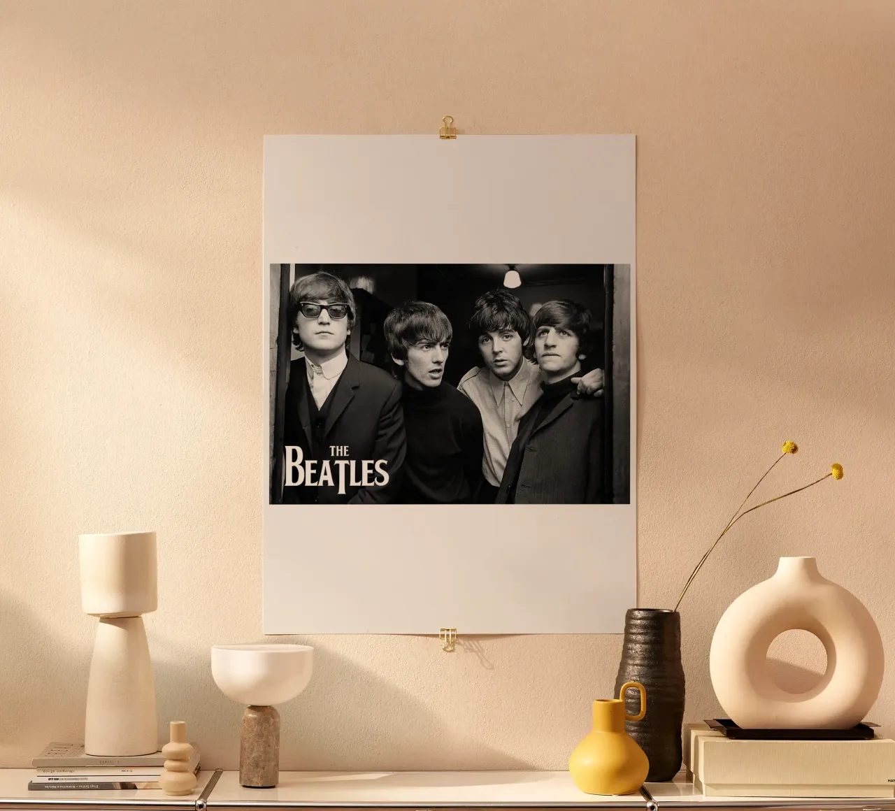 Stile ritratto della band delle leggende dei Beatles poster con telaio in alluminio da darsa