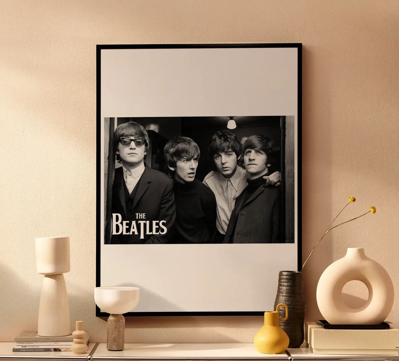 Stile ritratto della band delle leggende dei Beatles poster con telaio in alluminio da darsa