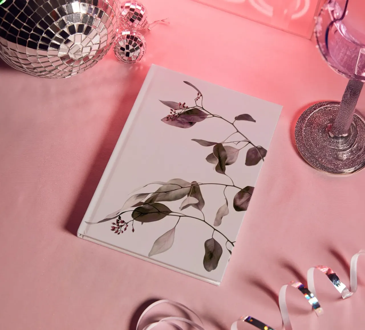 Red Purple Peach Dried Eucalyptus Branches notebook by Studio Nahili