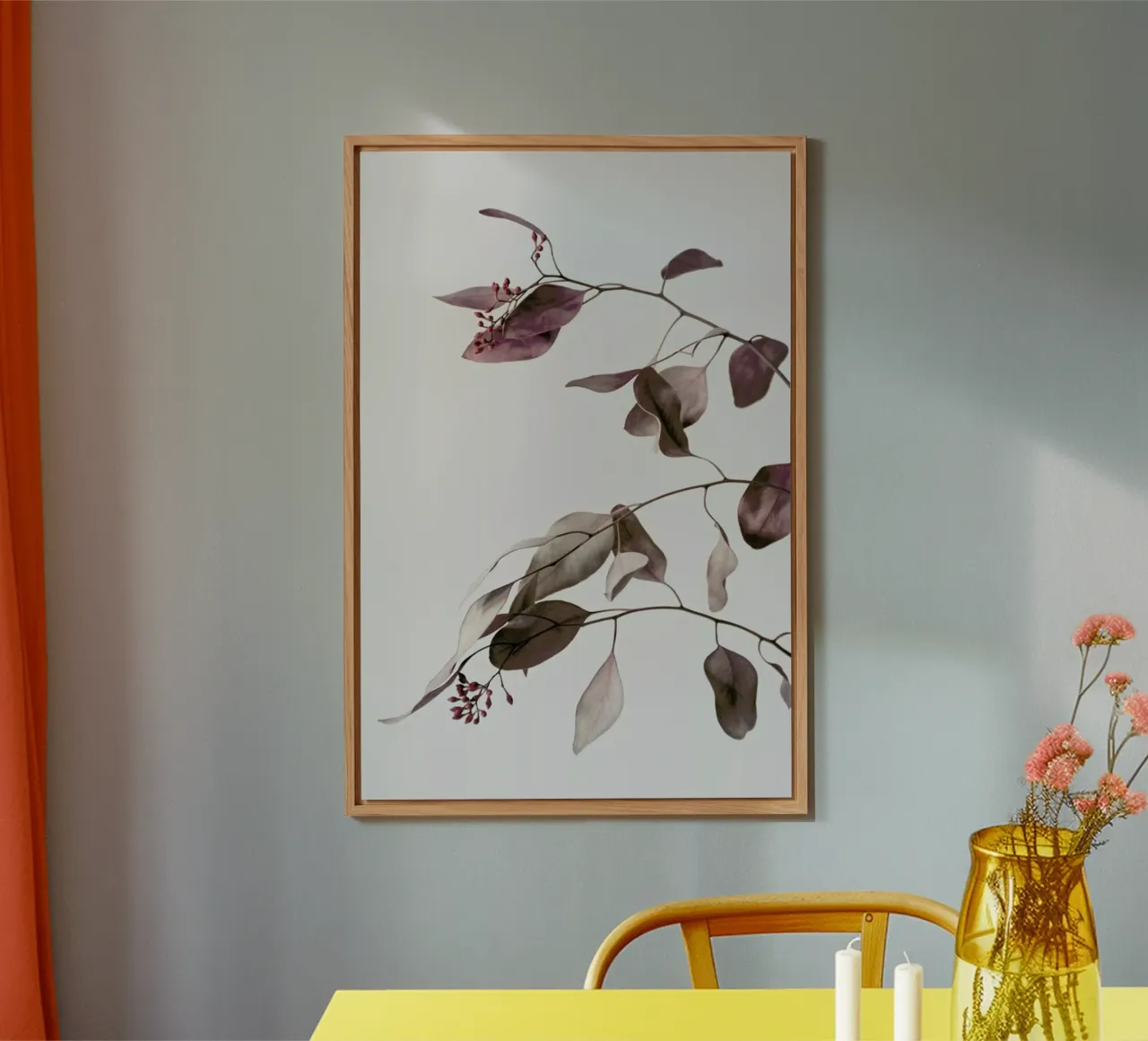 Red Purple Peach Dried Eucalyptus Branches alluminio dibond da Studio Nahili