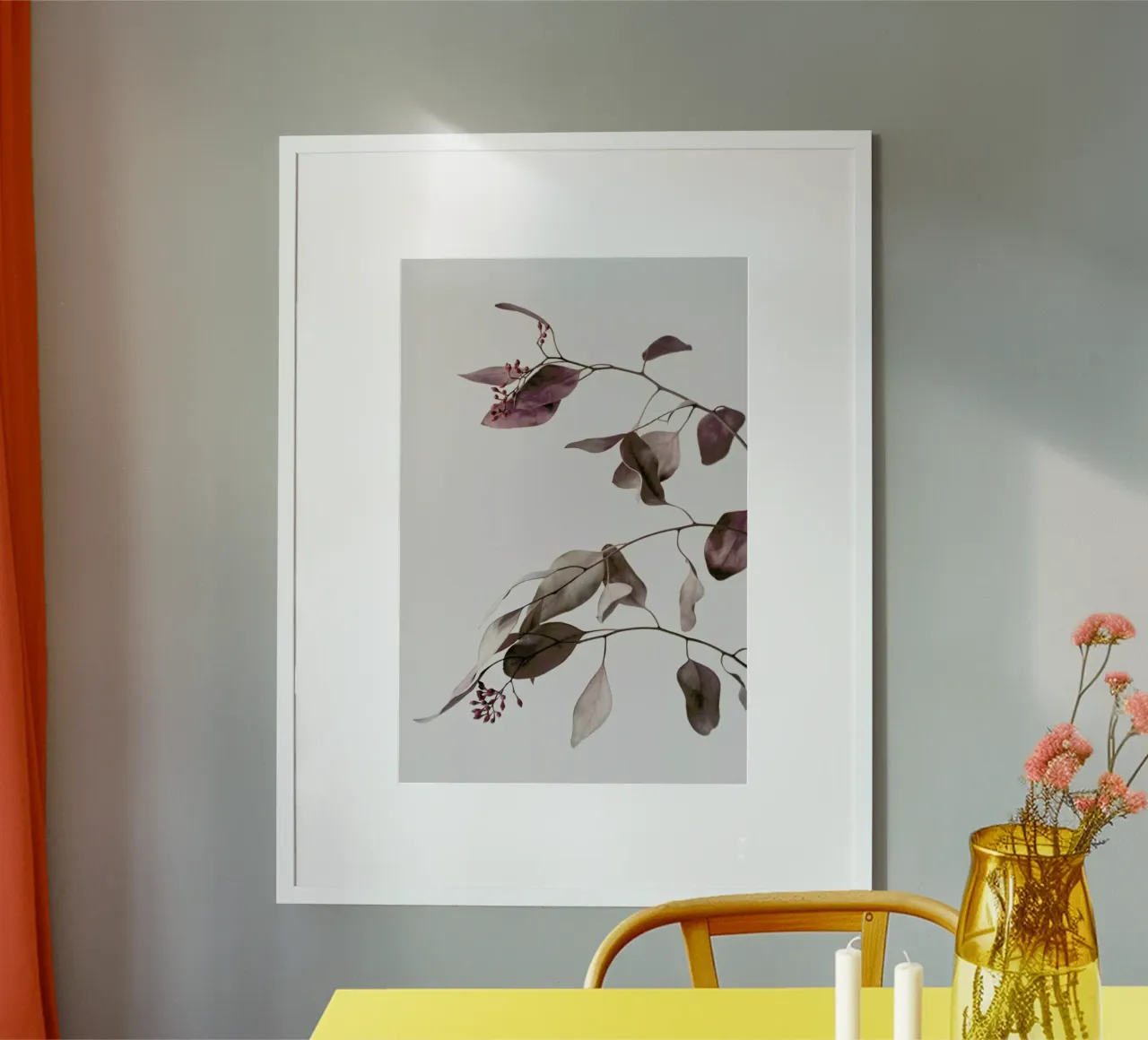 Red Purple Peach Dried Eucalyptus Branches poster da Studio Nahili