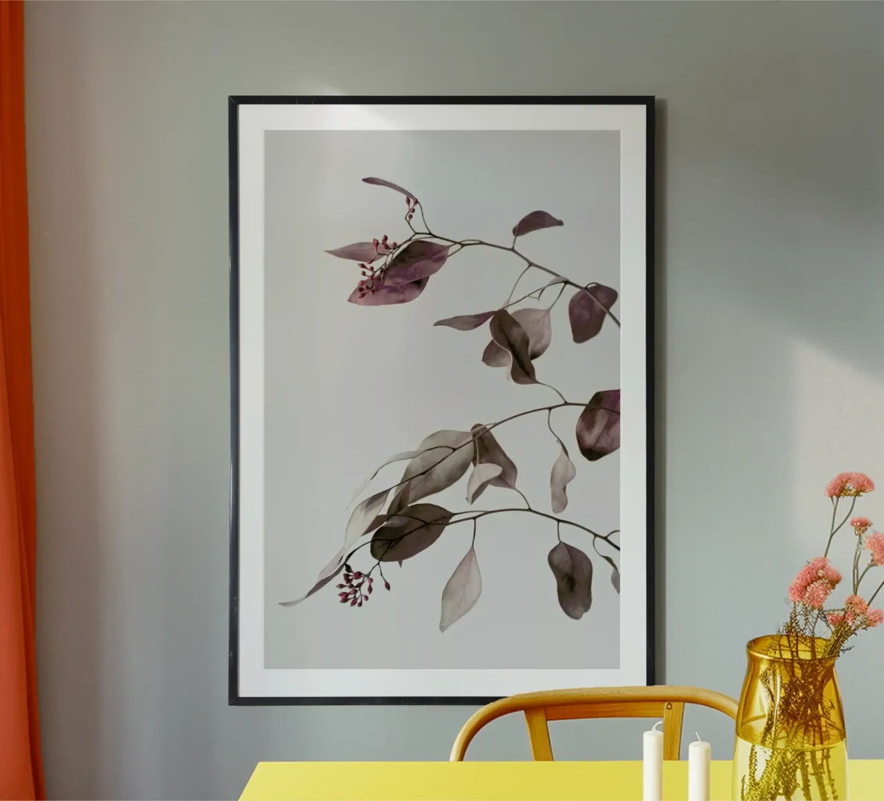 Red Purple Peach Dried Eucalyptus Branches poster da Studio Nahili