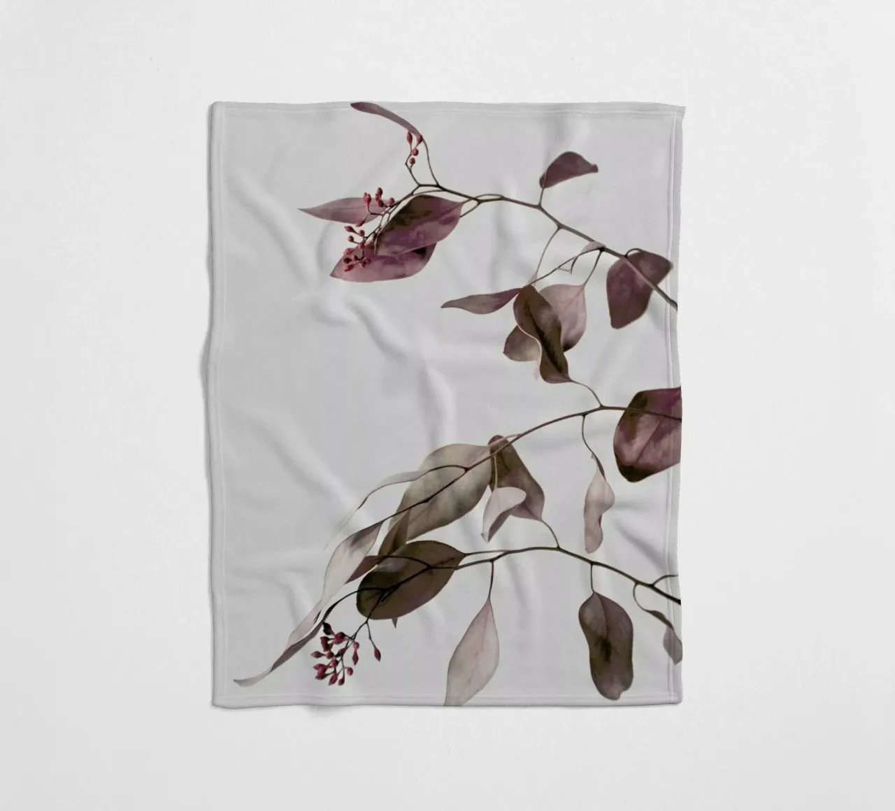 Red Purple Peach Dried Eucalyptus Branches manta de franela de Studio Nahili