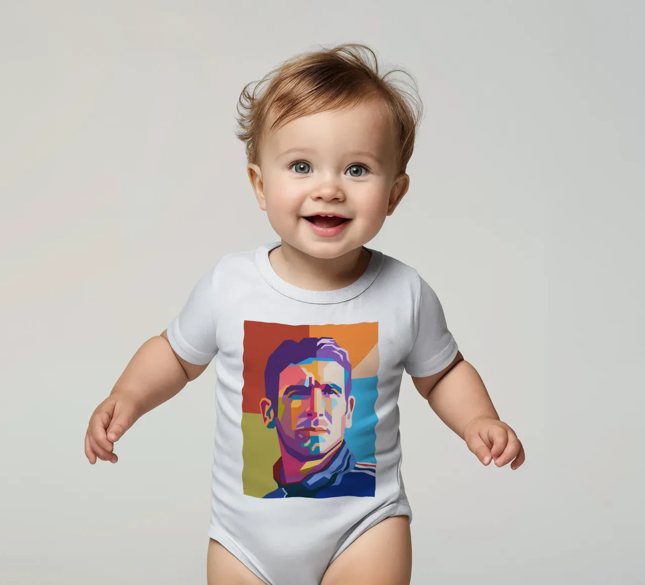 Eric Cantona WPAP kunststijl babyrompertje korte mouwen van Hantamrata
