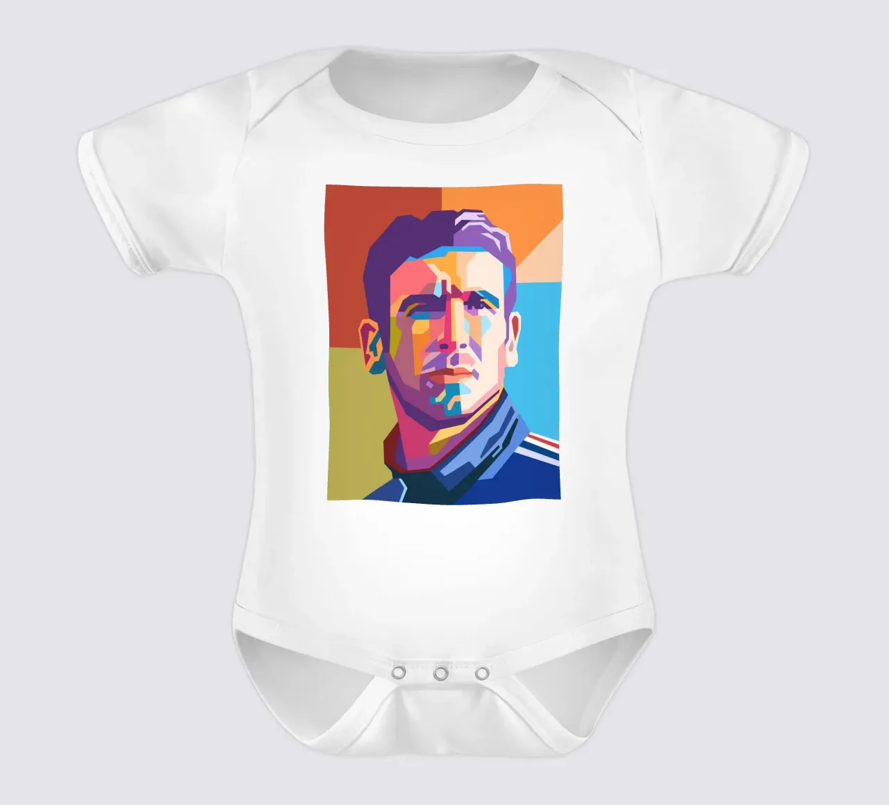 Eric Cantona WPAP kunststijl babyrompertje korte mouwen van Hantamrata