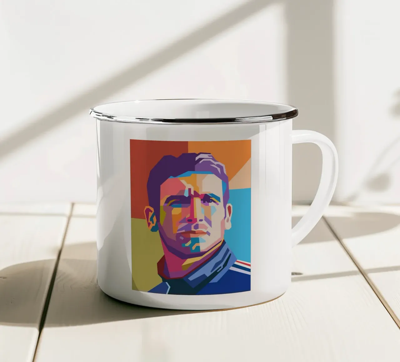 Eric Cantona stile artistico WPAP tazza in smalto da Hantamrata