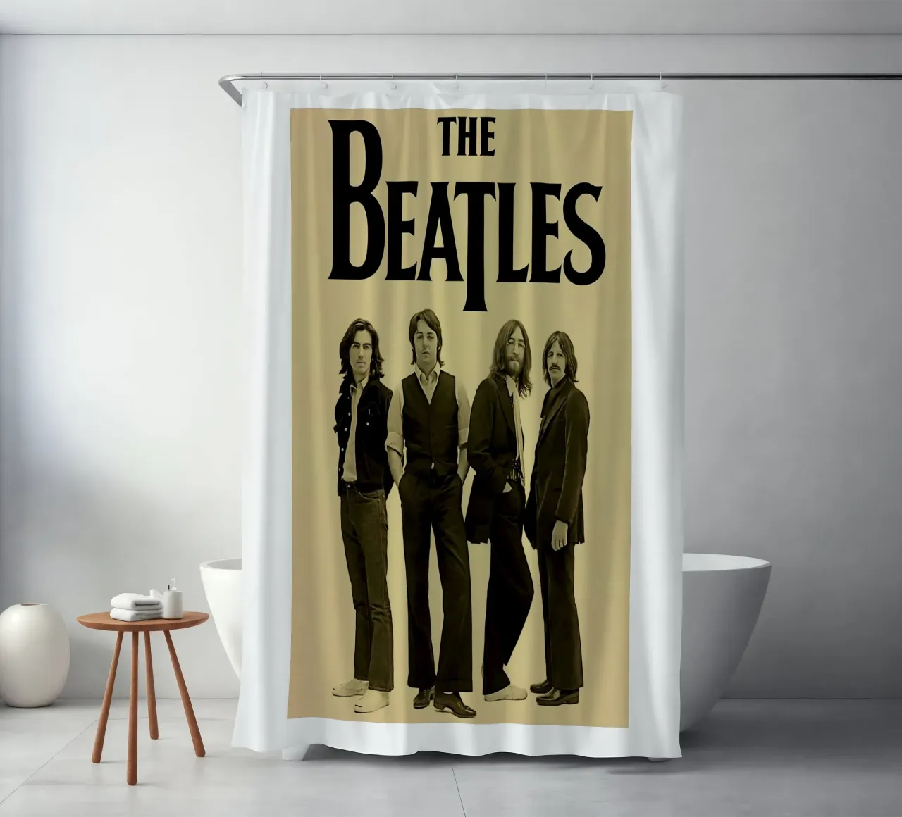 Aesthetic Portrait Style Band The Beatles shower curtain by darsa