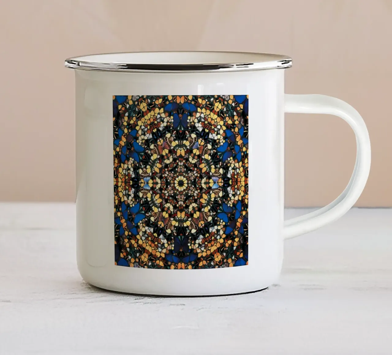 Farfalla di Damien Hirst tazza in smalto da Romeyoprints