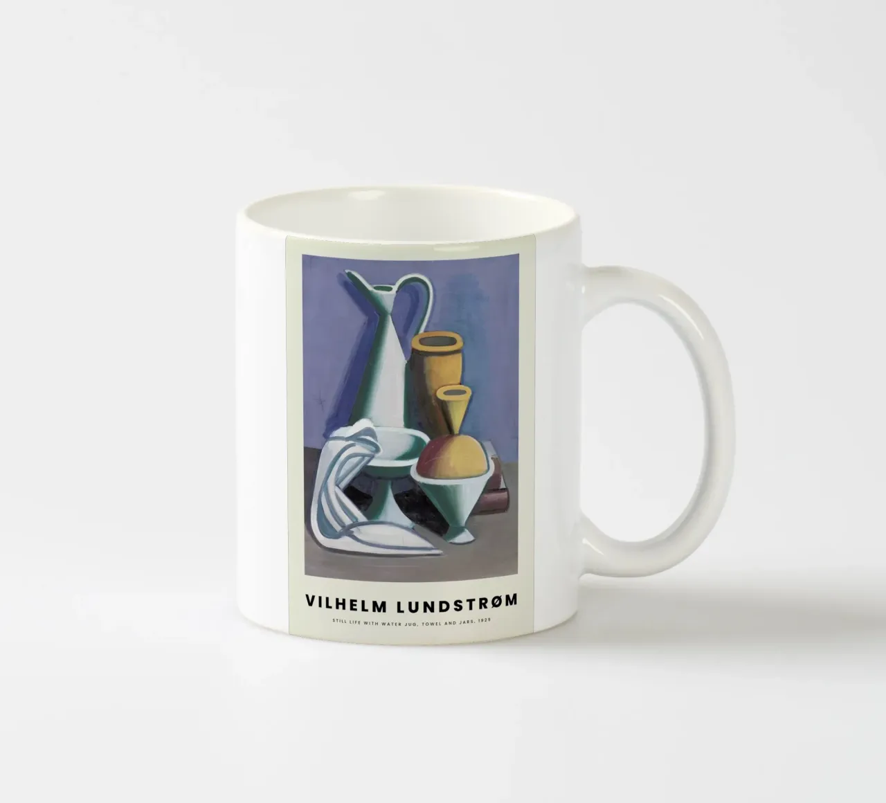 Lundstrøm - Still Life with Water Jug, Towel and Jars tazza in ceramica da Vintage by JUNIQE