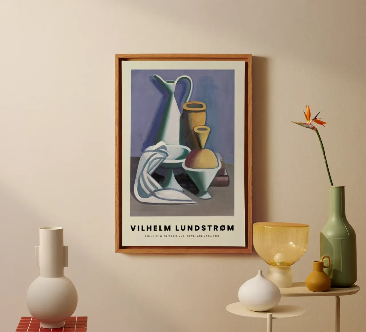 Lundstrøm - Still Life with Water Jug, Towel and Jars Leinwand mit Schattenfugenrahmen von Vintage by JUNIQE