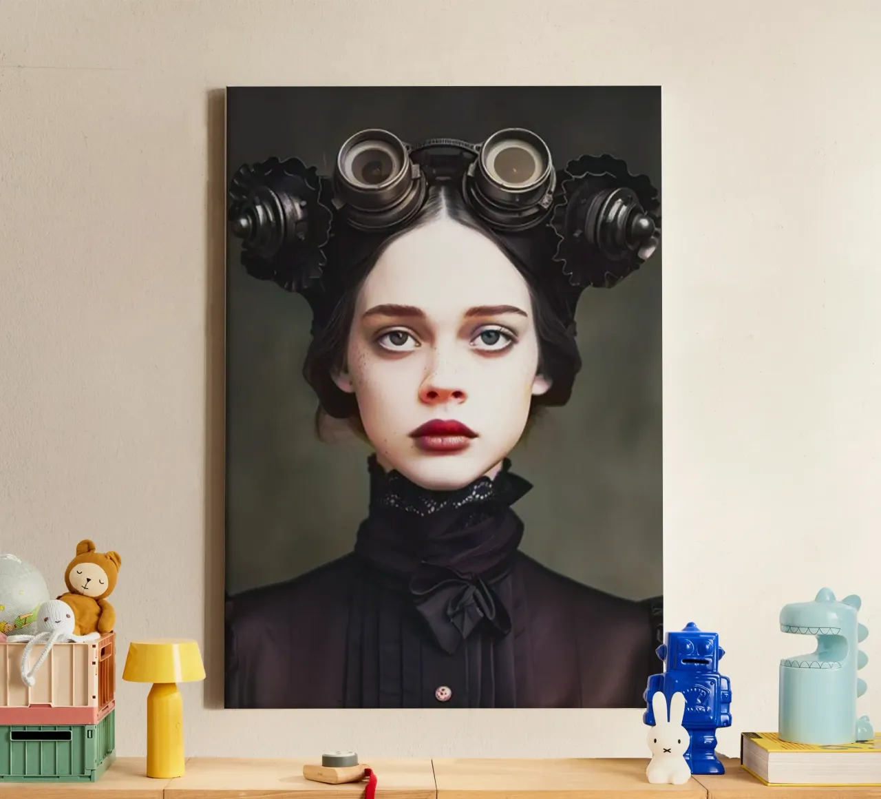 Mooie Steampunk Vrouw canvas met Baklijst van BlogSawoo