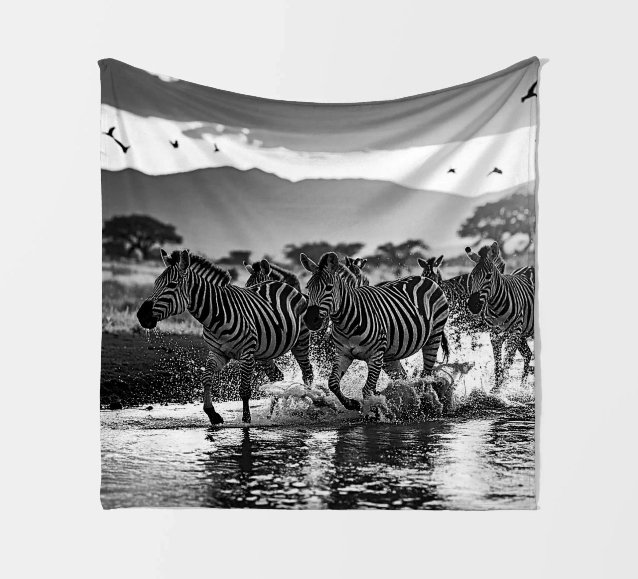 Troupeau de zèbres. Noir et blanc coperta in pile da Thierry vobmann photography