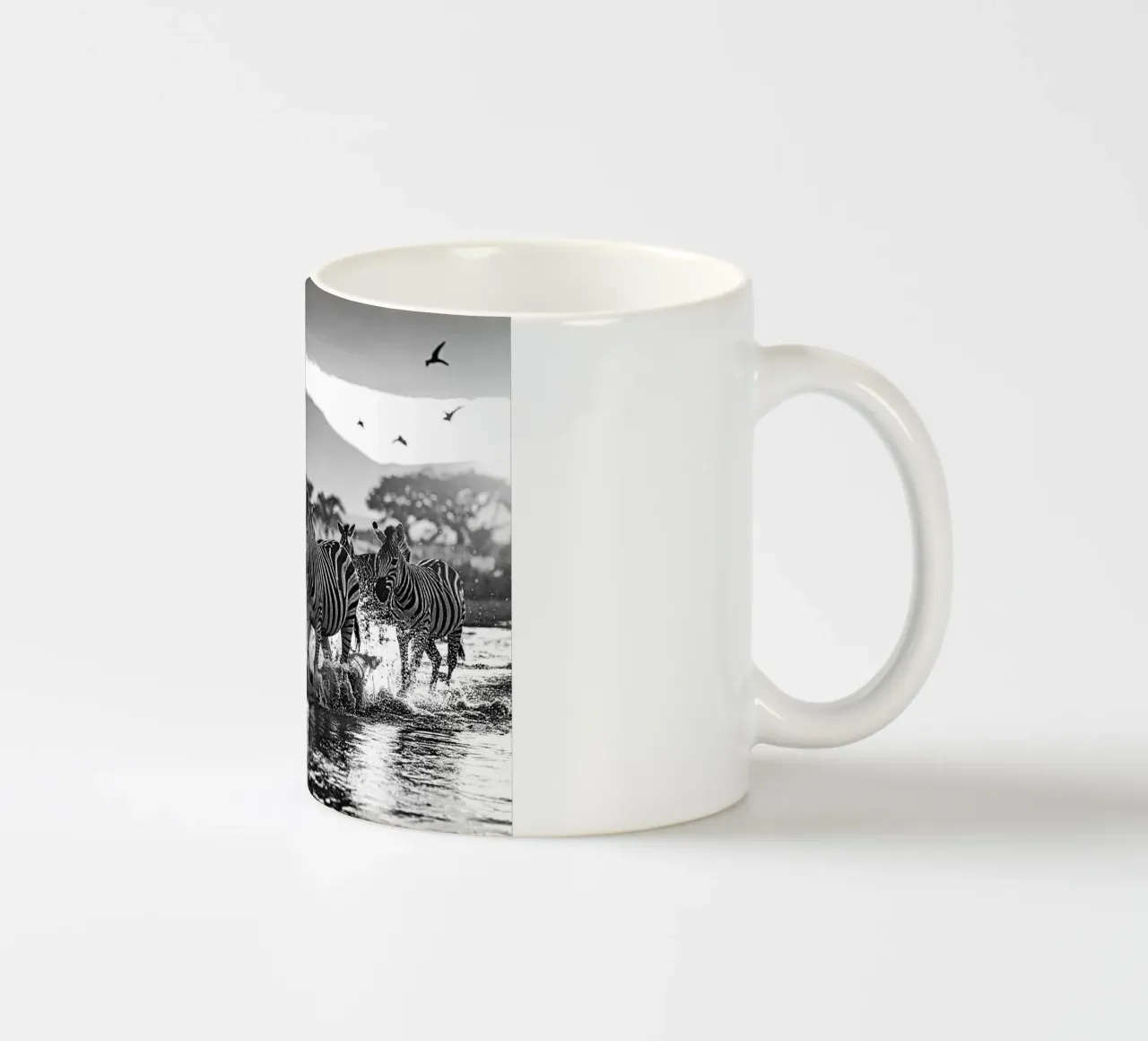 Troupeau de zèbres. Noir et blanc tazza in ceramica da Thierry vobmann photography