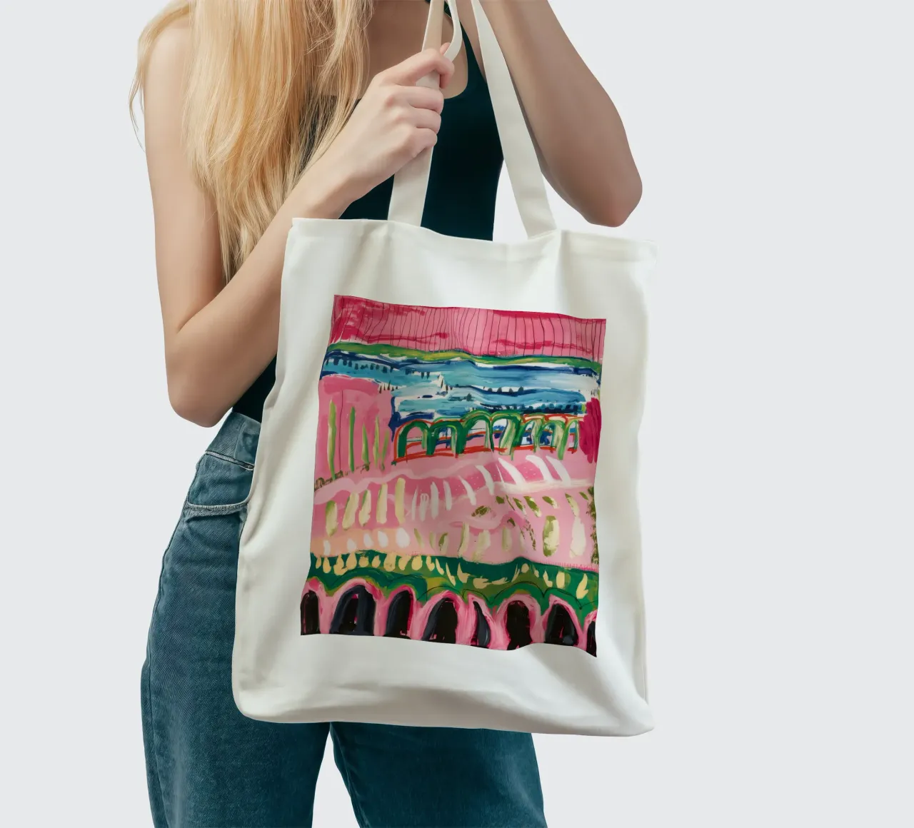Roseate Hillscape Layers tote bag by Sublime Layers