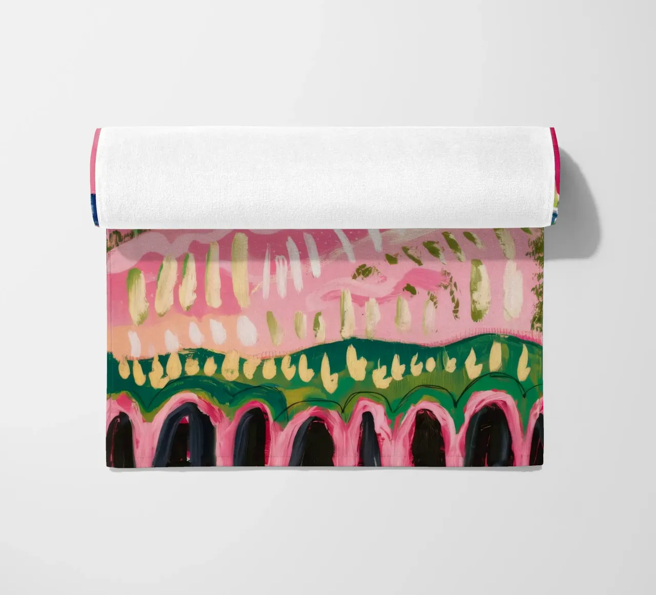 Roseate Hillscape Layers beach towel by Sublime Layers