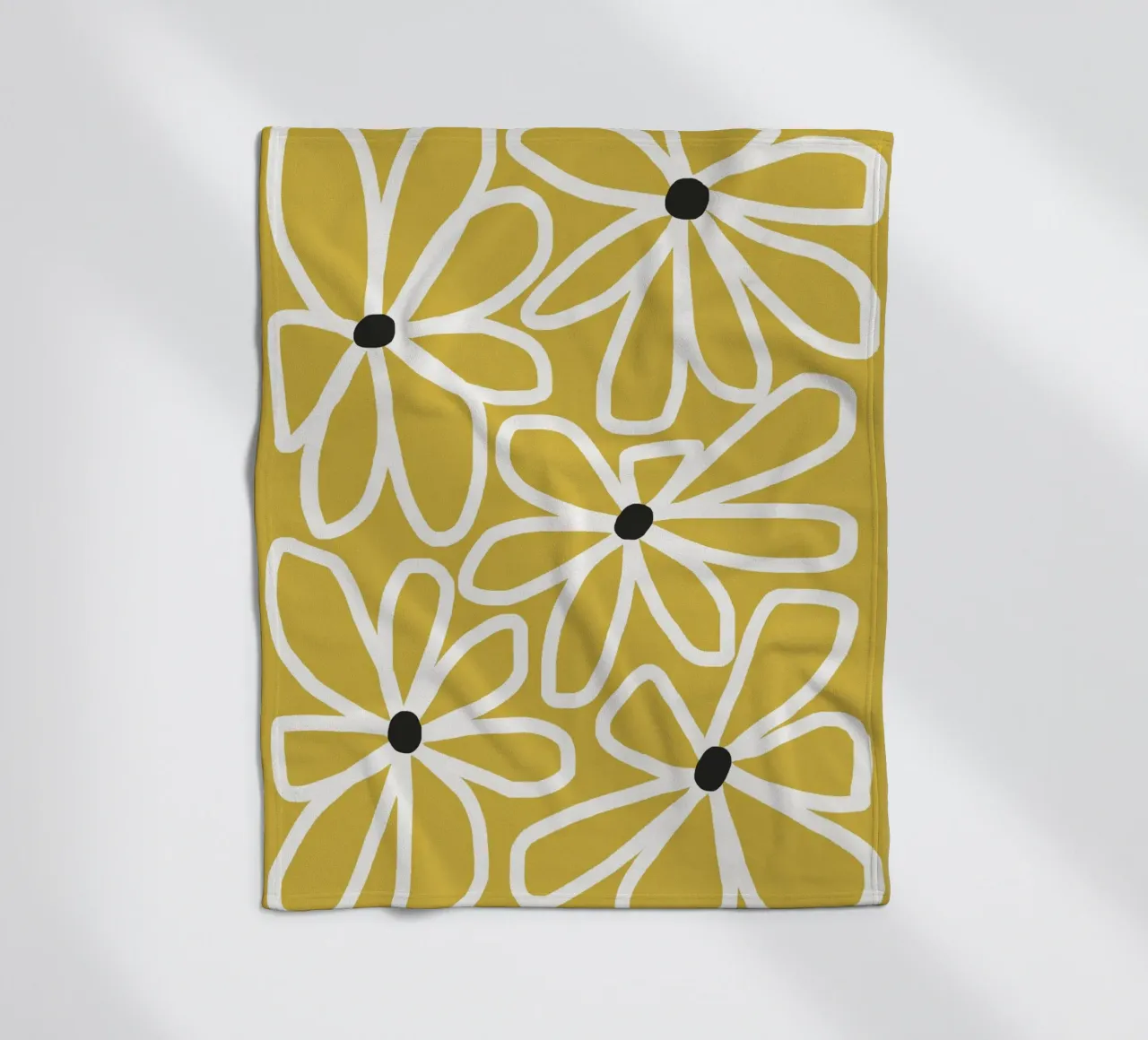 Daisy chain - yellow fleece blanket by Gale Switzer