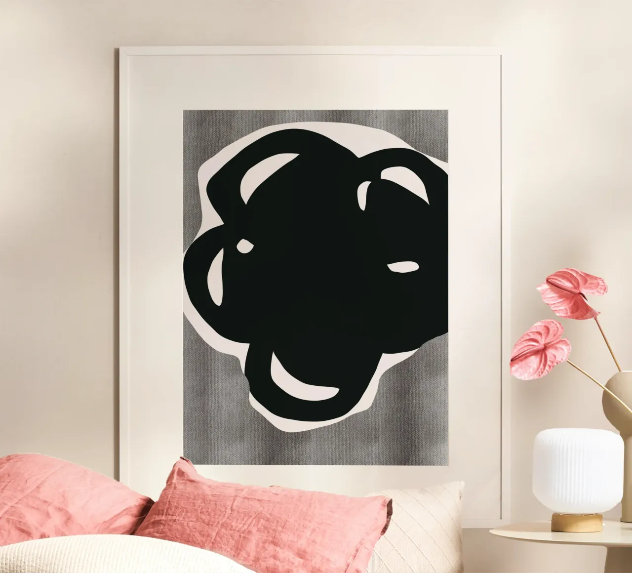 Nero astratto in grassetto poster con telaio in alluminio da Little Dean