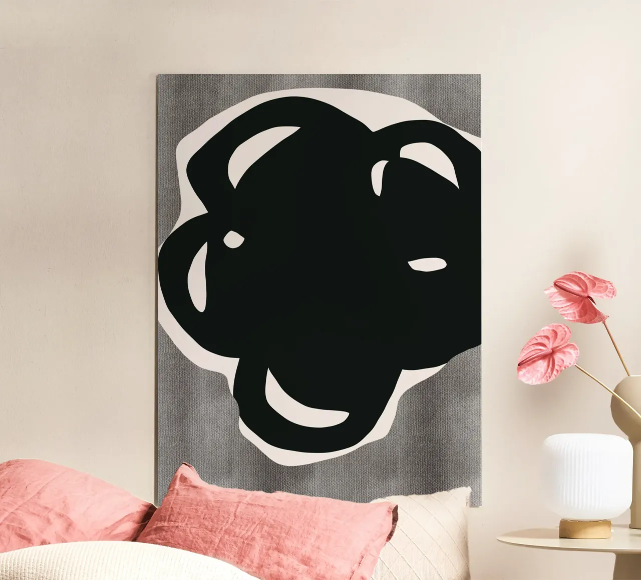 Nero astratto in grassetto poster con telaio in alluminio da Little Dean