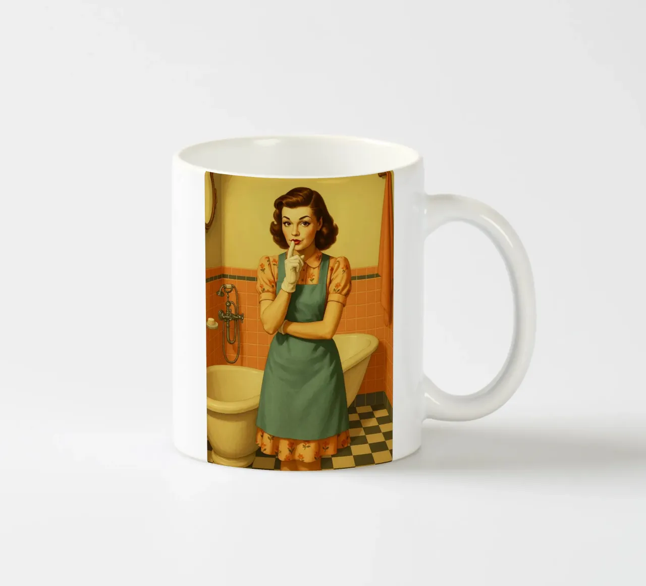 Woman in the bathroom ceramic mug by BlogSawoo