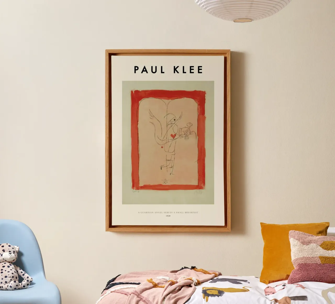 Klee - A Guardian Angel Serves a Small Breakfast tela con Cornice a cassetta da ARTOTHEK