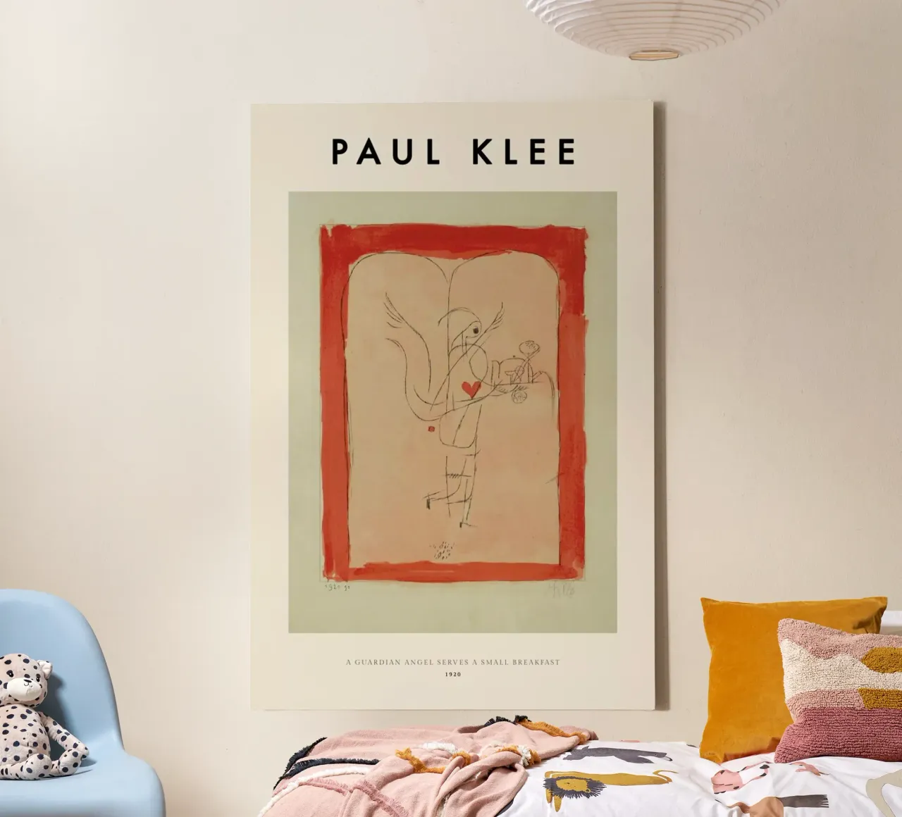 Klee - A Guardian Angel Serves a Small Breakfast tela con Cornice a cassetta da ARTOTHEK