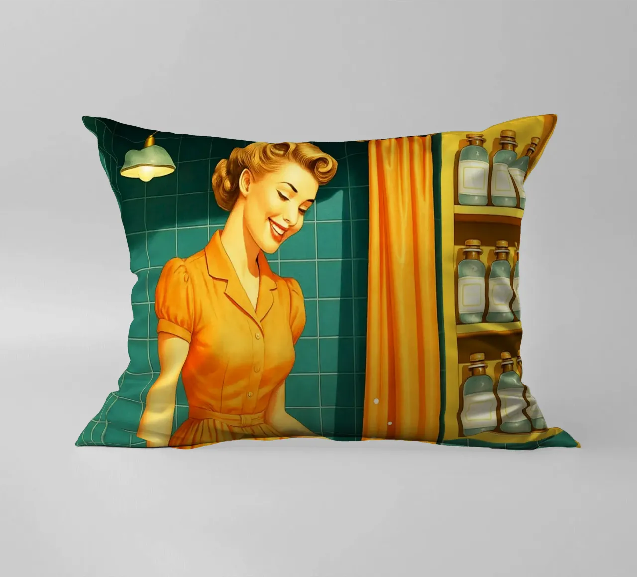 Donna con cucciolo in bagno cuscino da BlogSawoo