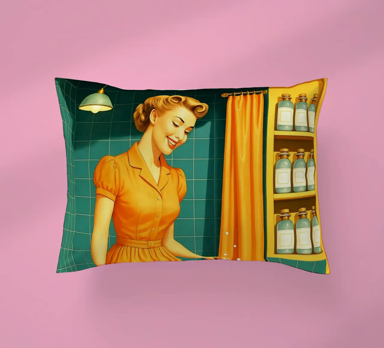 Donna con cucciolo in bagno cuscino da BlogSawoo