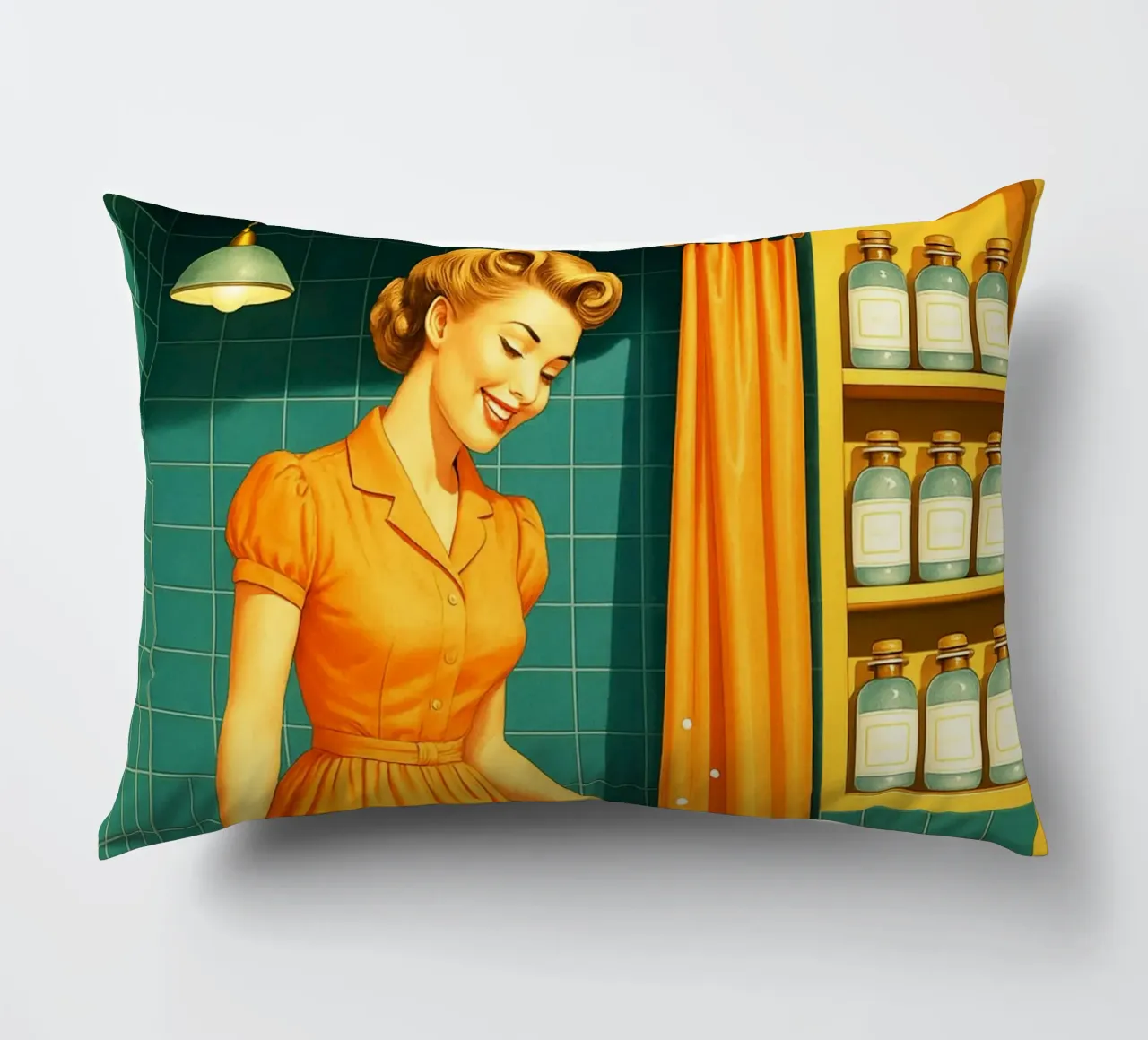 Donna con cucciolo in bagno cuscino da BlogSawoo