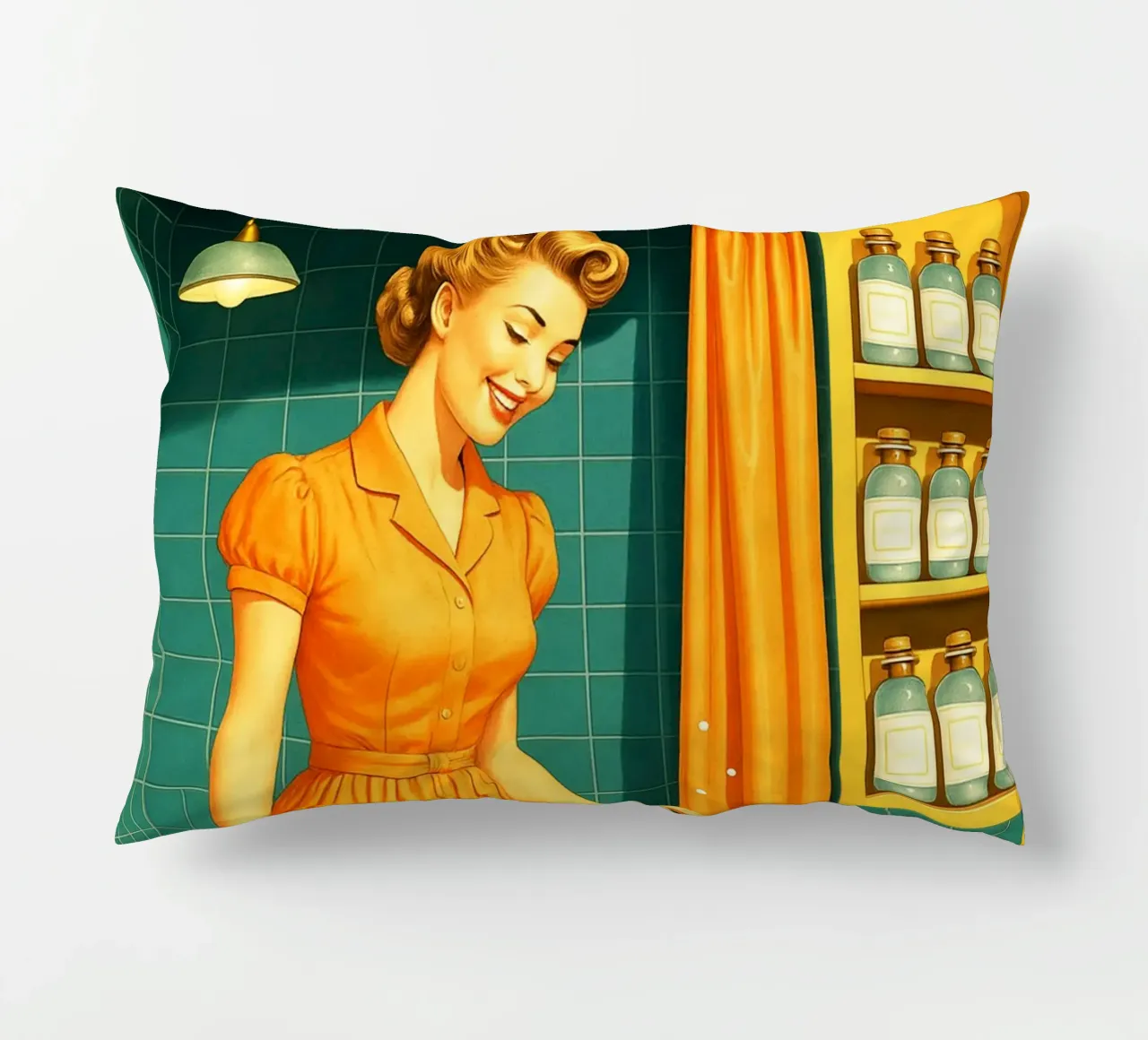 Donna con cucciolo in bagno cuscino da BlogSawoo