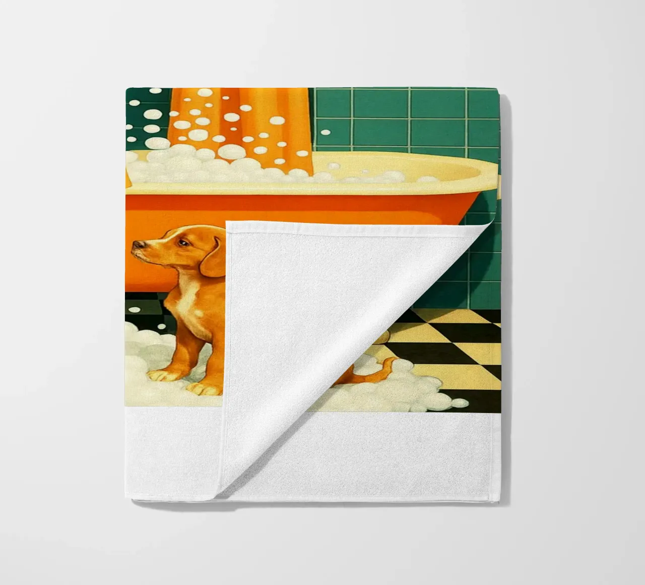 Donna con cucciolo in bagno telo mare da BlogSawoo