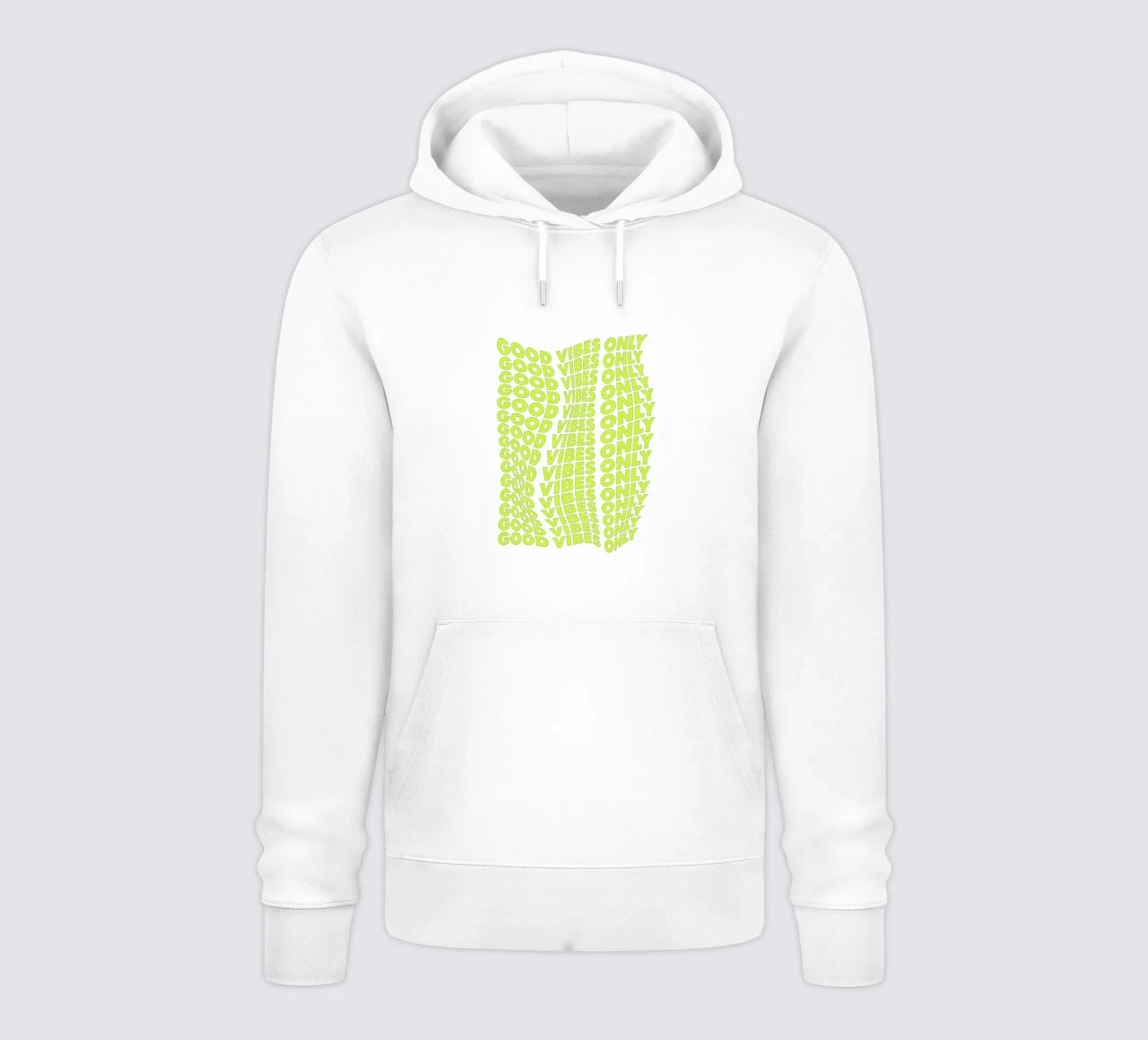 Good Vibes Only Retro Typography Print Neón Verde Amarillo sudadera con capucha de THE MOTIVATED TYPE