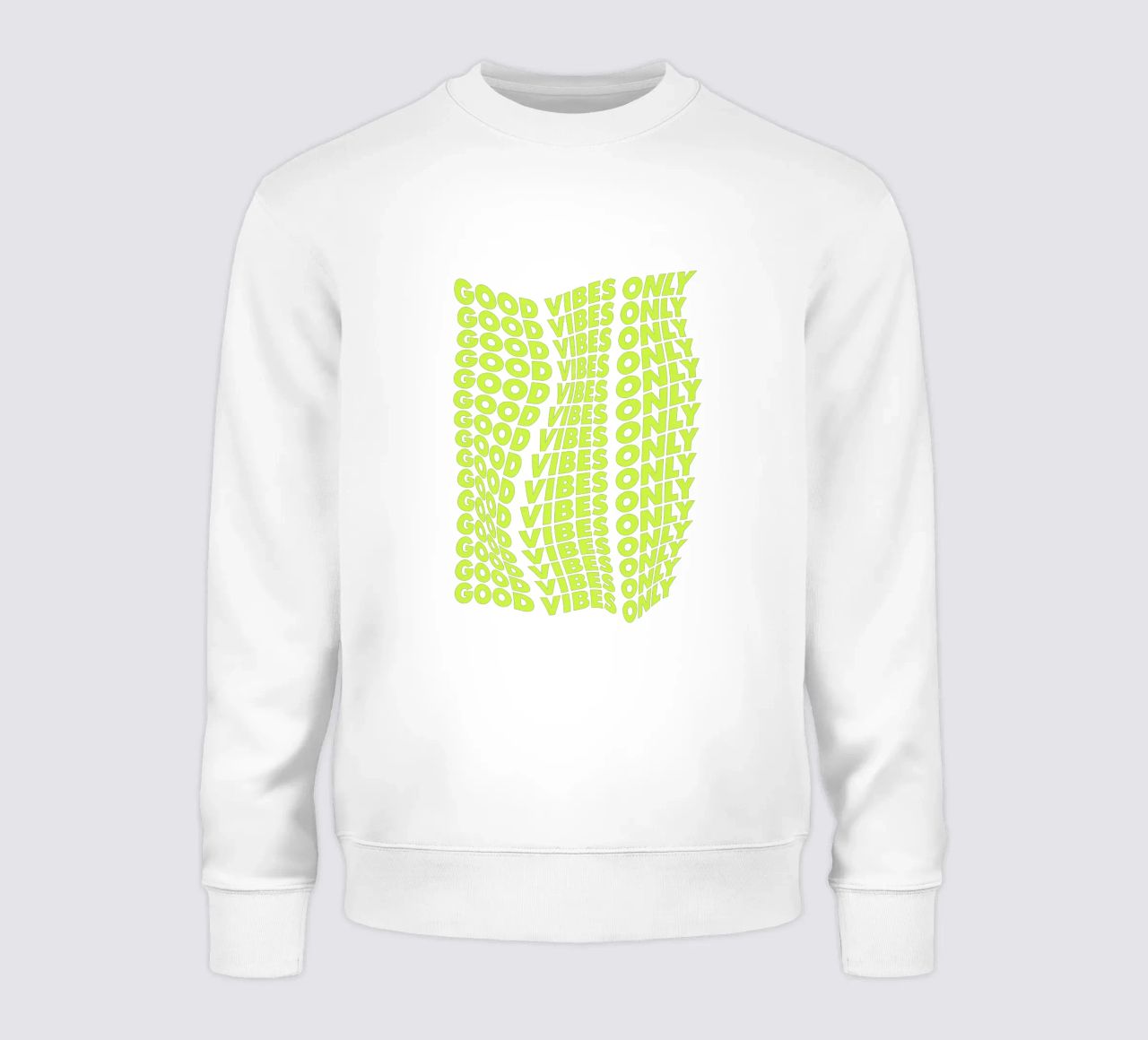 Good Vibes Only Stampa tipografica retrò Verde Neon Giallo felpa da THE MOTIVATED TYPE