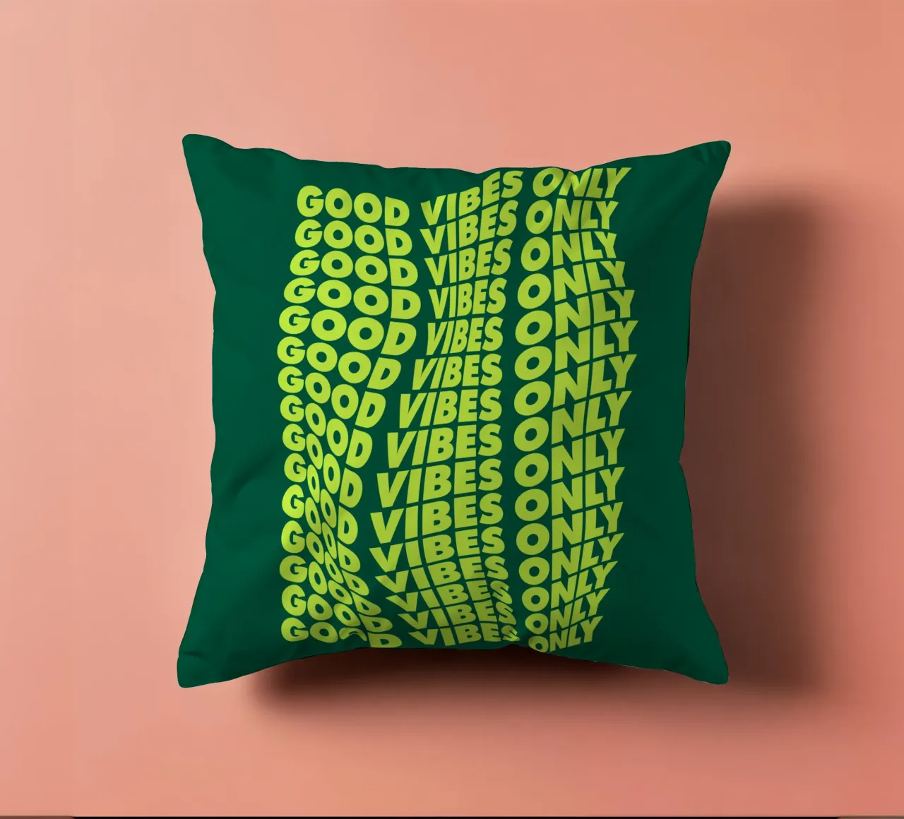 Good Vibes Only Retro Typography Print Neon Green Yellow decorative cushion by THE MOTIVATED TYPE