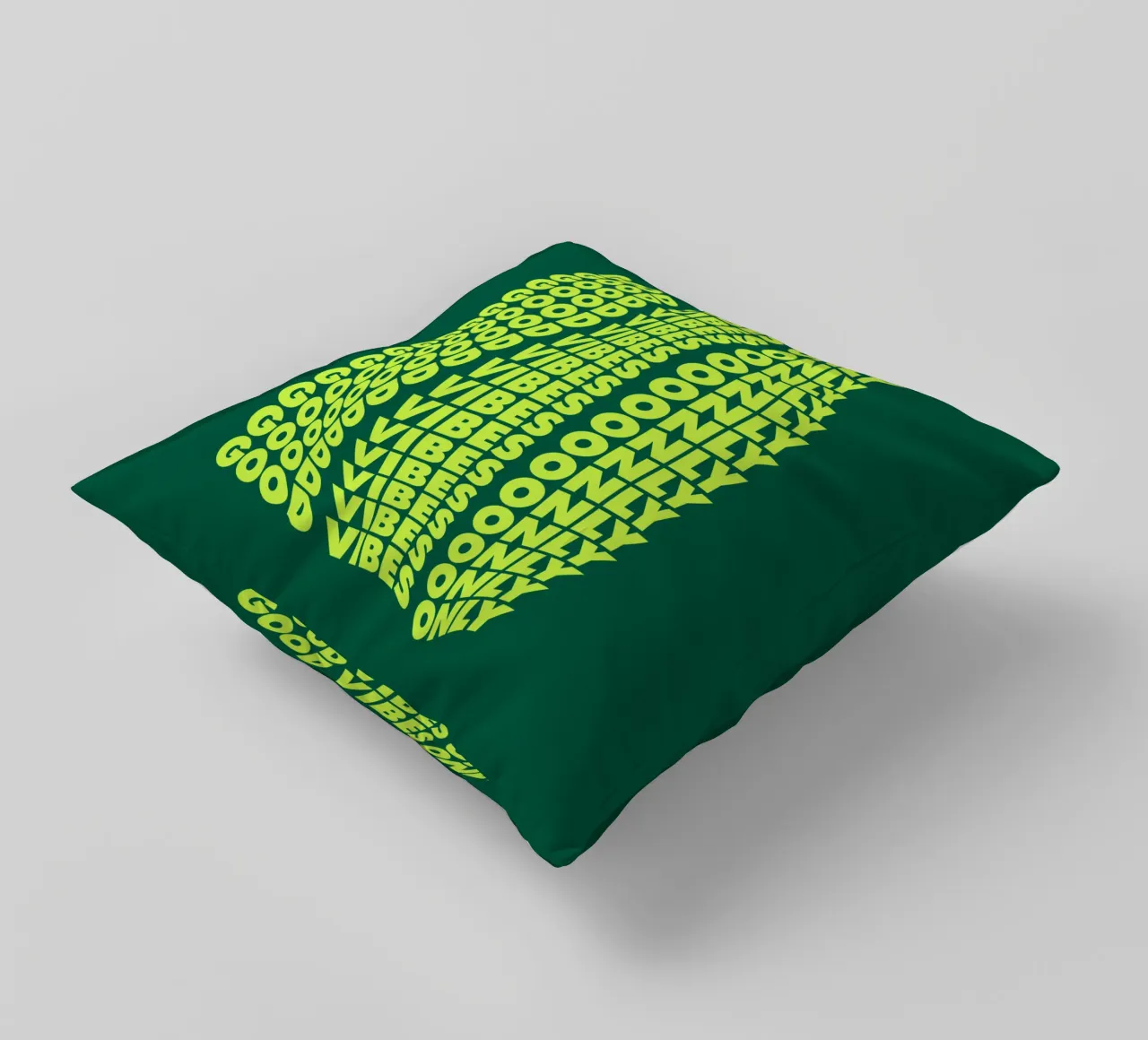 Good Vibes Only Retro Typography Print Neon Green Yellow decorative cushion by THE MOTIVATED TYPE