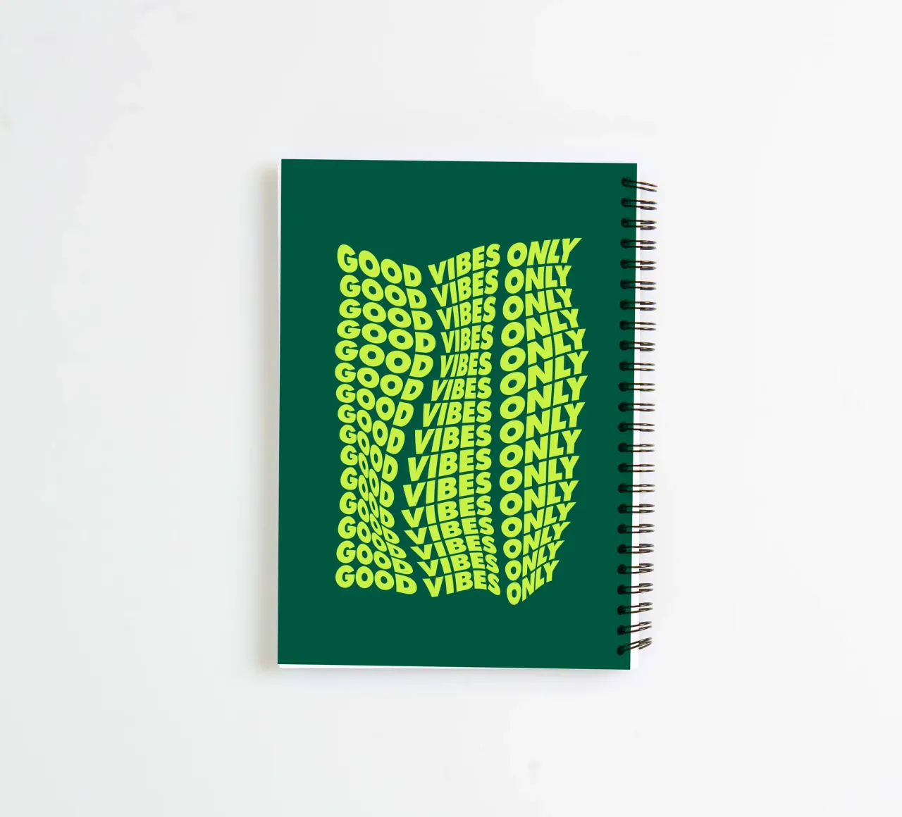 Good Vibes Only Retro Typography Print Neon Green Yellow spiral notebook by THE MOTIVATED TYPE