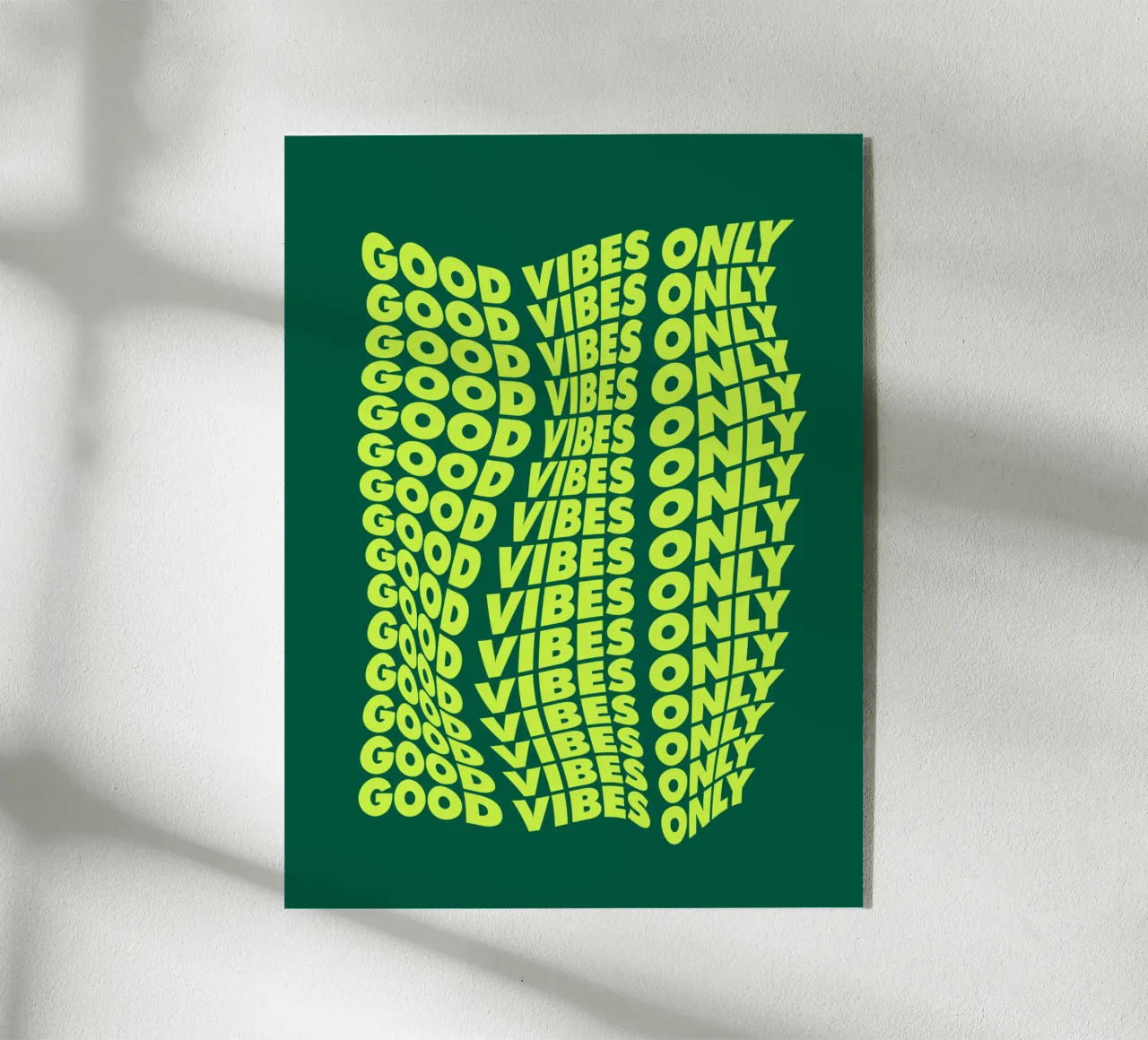Good Vibes Only Retro Typography Print Neón Verde Amarillo metacrilato de THE MOTIVATED TYPE