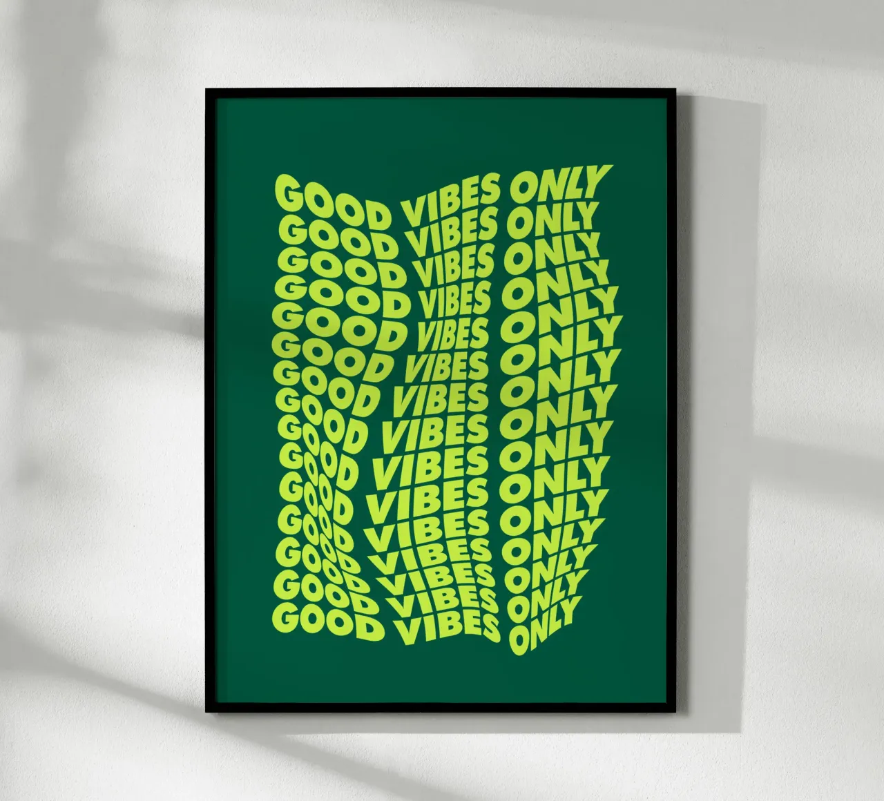 Good Vibes Only Retro Typography Print Neón Verde Amarillo hahnemühle de THE MOTIVATED TYPE