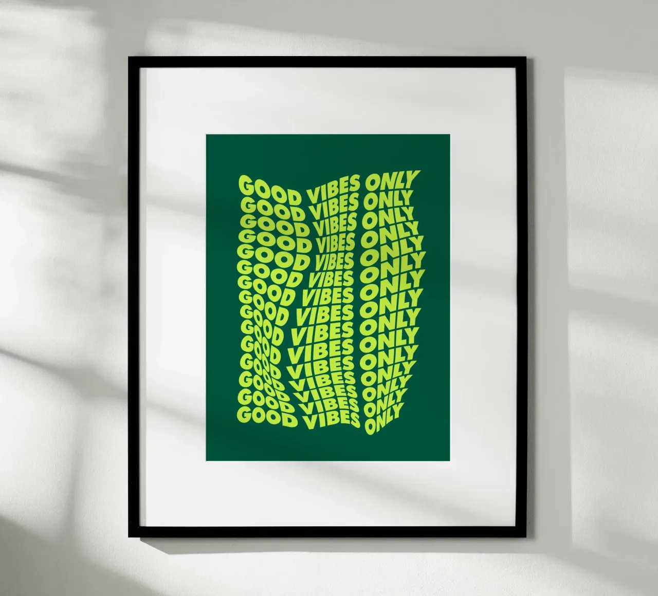 Good Vibes Only Retro Typography Print Neón Verde Amarillo hahnemühle de THE MOTIVATED TYPE