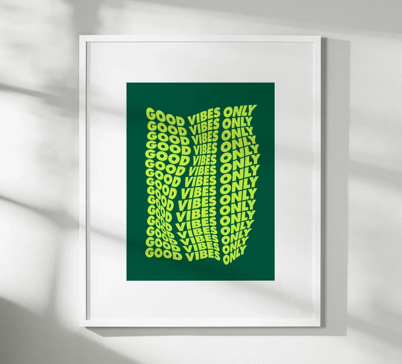 Good Vibes Only Retro Typography Print Neón Verde Amarillo hahnemühle de THE MOTIVATED TYPE