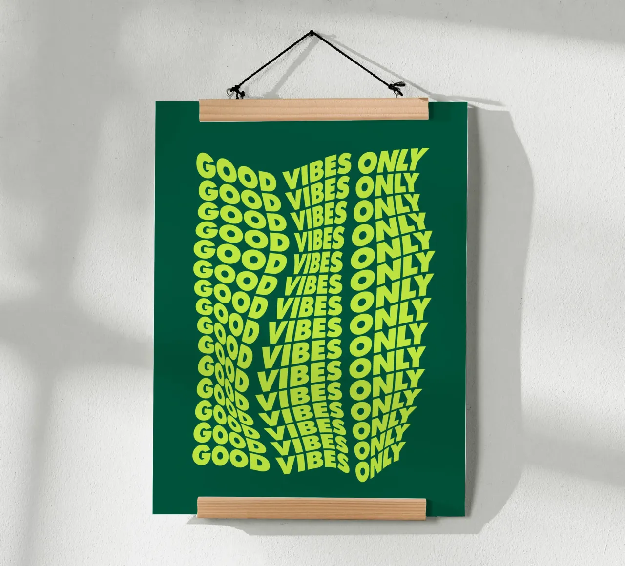 Good Vibes Only Retro Typography Print Neón Verde Amarillo hahnemühle de THE MOTIVATED TYPE