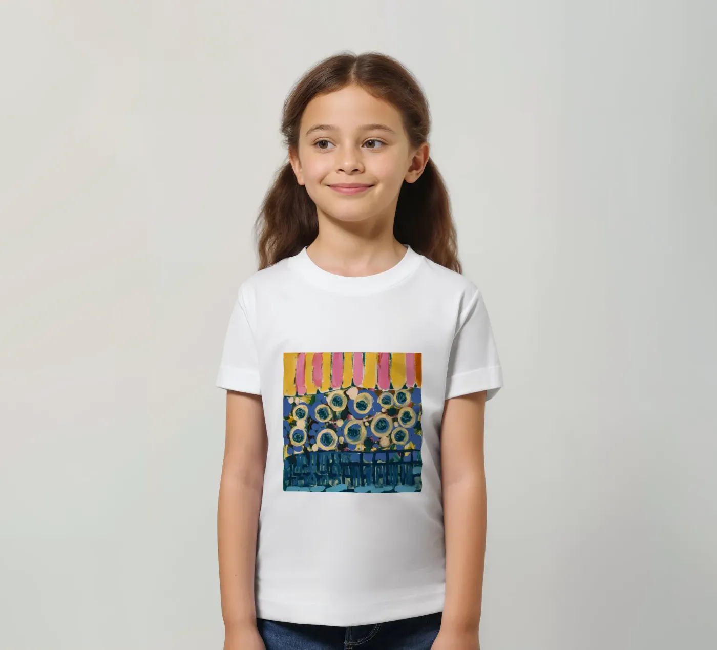 Ockerfarbene Schildreihen Kinder T-Shirt von Sublime Layers